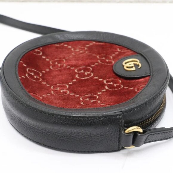 Gucci Ophidia Round Shoulder Bag GG Velvet Mini Red 574978 - Picture 6 of 14